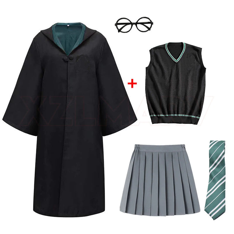 Disfraz de Cosplay para Niños y Adultos, Capa Mágica, Túnica Infantil, Capa con Capucha para Niños, Túnica de Slytherin, Accesorios de Halloween - CR mark