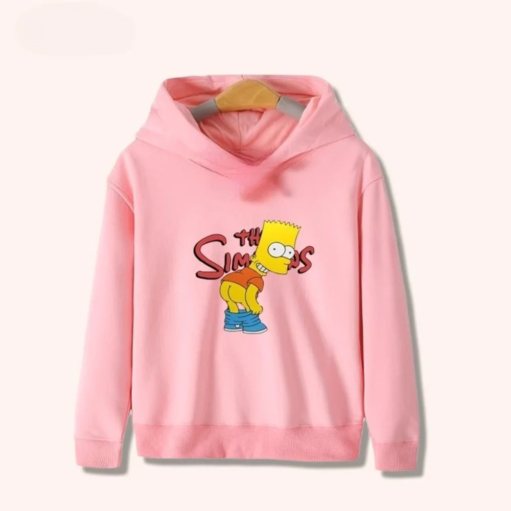 Ropa deportiva infantil de dibujos animados de Simpsons para hombres y mujeres, top cálido con capucha para niños a juego para otoño e invierno