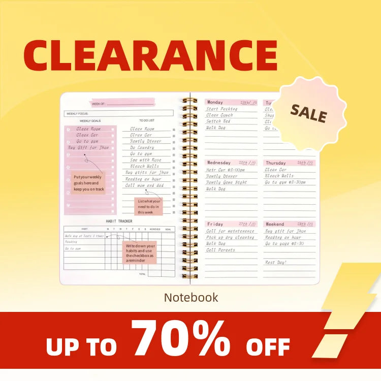 Clearance_2026 Spiral-bound weekly planner with tree pattern, notebook and timetable organizer, stationery for office, school and study