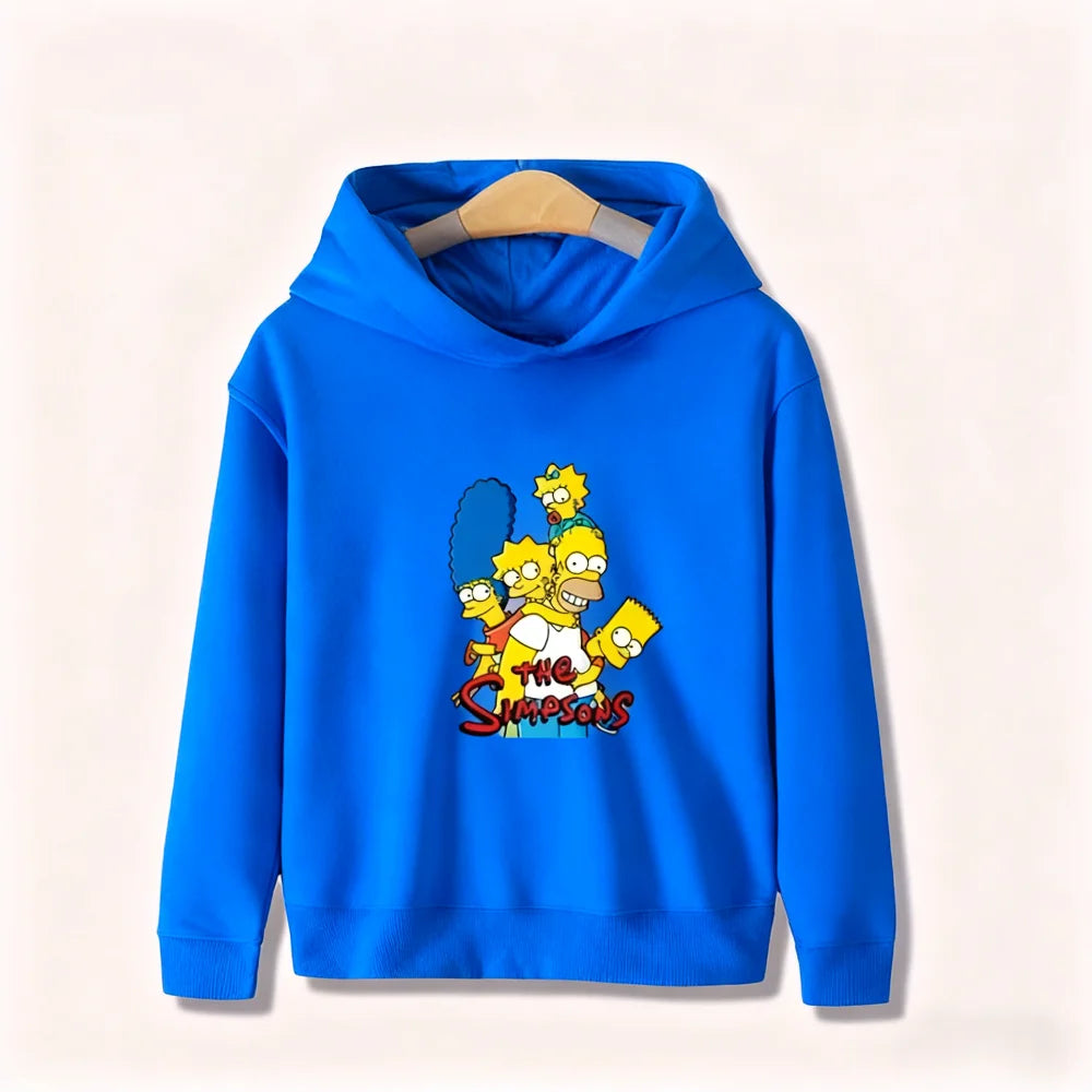 Ropa deportiva infantil de dibujos animados de Simpsons para hombres y mujeres, top cálido con capucha para niños a juego para otoño e invierno