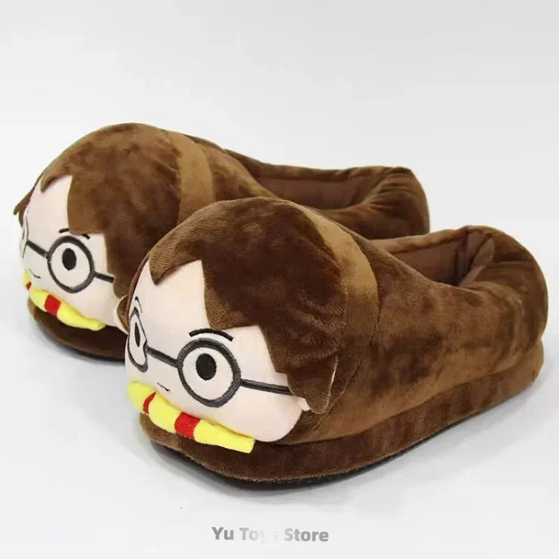 Cute Harry Potter Warm Thick Plush Winter Cotton Slippers, Potter Couple Indoor Breathable Shoes, Surprise Gift
