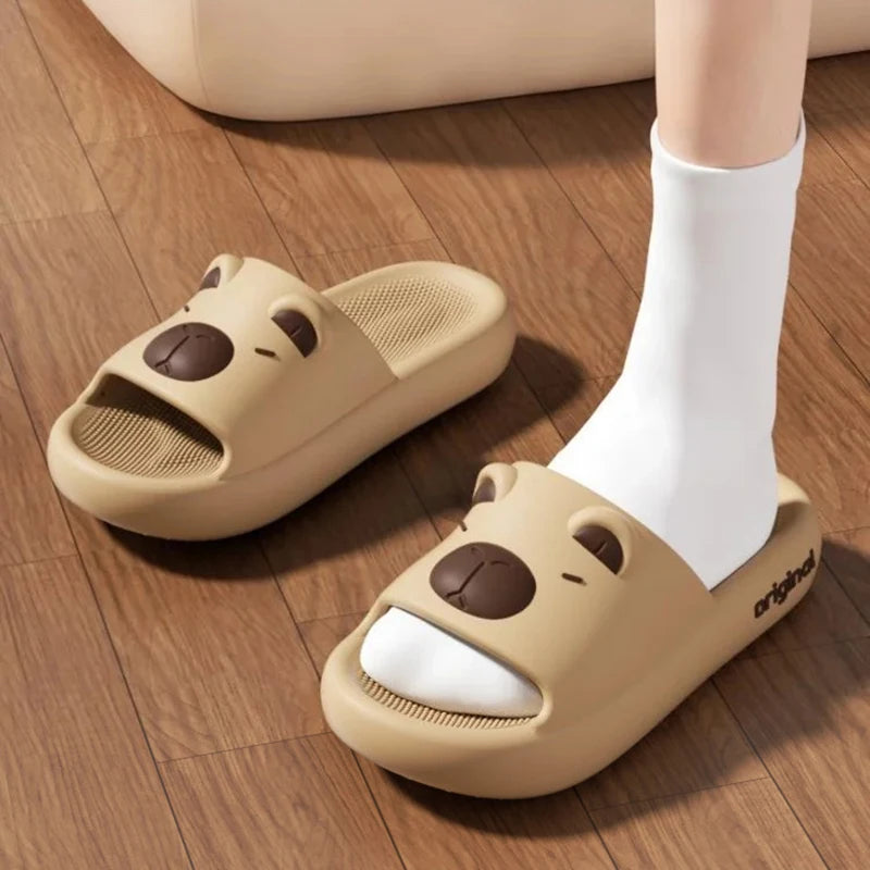 Capybara slippers with cute designs, non-slip slides for indoor and outdoor use, thick and soft EVA soles, Kawaii shoes