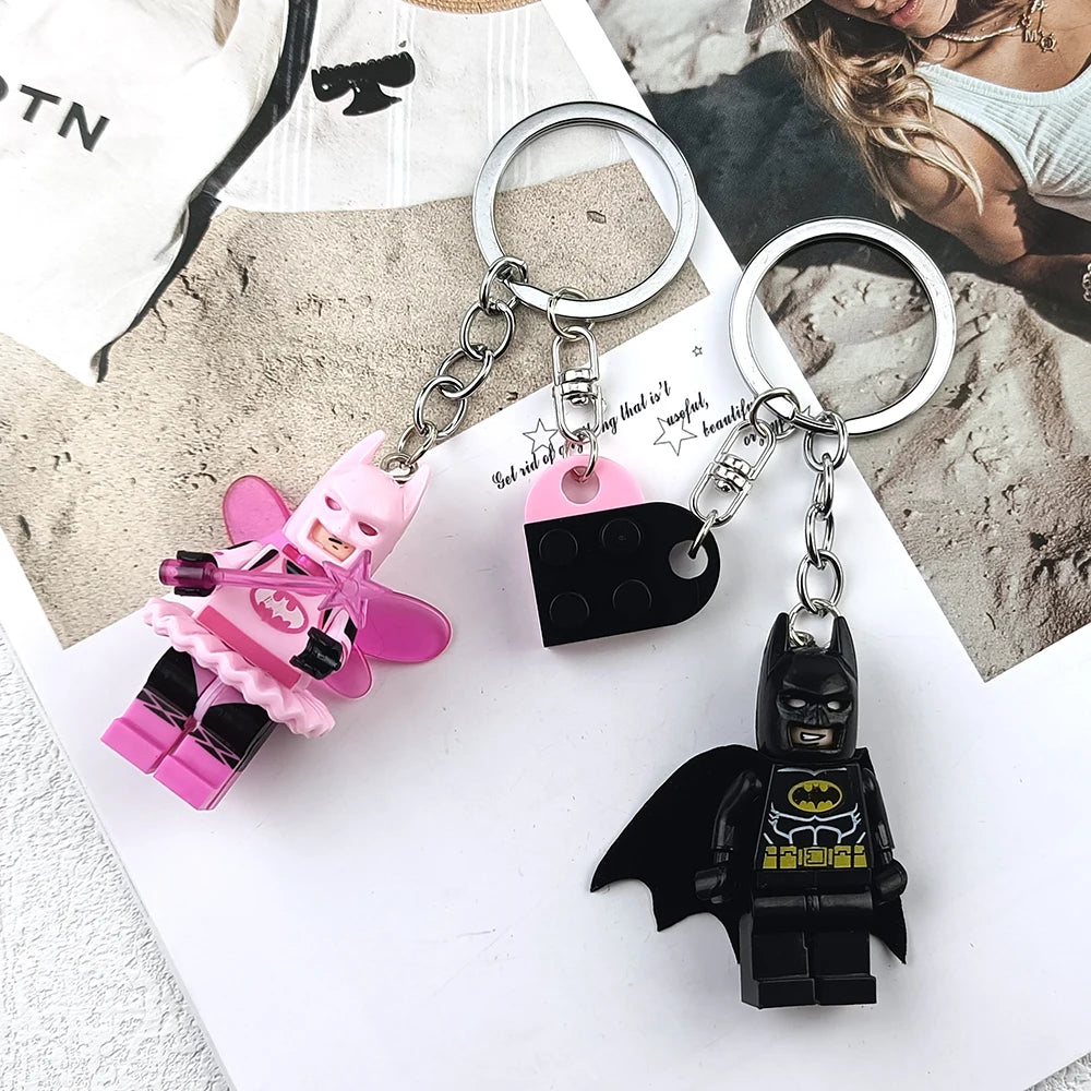 2pcs Beautiful Handmade 3D Bat Couple Keychain Fairy Figure Pendant Keyring for Phone Backpack Accessory Gifts for Him Jewelry Y2K
