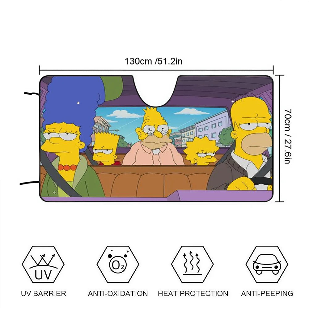 Fun Cool S-Simpsons Car Sunshade Windshield Anti-UV Car Window Windshield Cover Auto Sun Visor