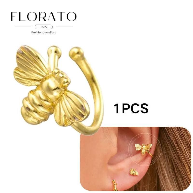 Chapado en oro de 24 quilates/925 plata cristal circón sin oreja Piercing Clips para las orejas minimalista CZ Clips para las orejas joyería de moda Popular para mujeres - CR mark