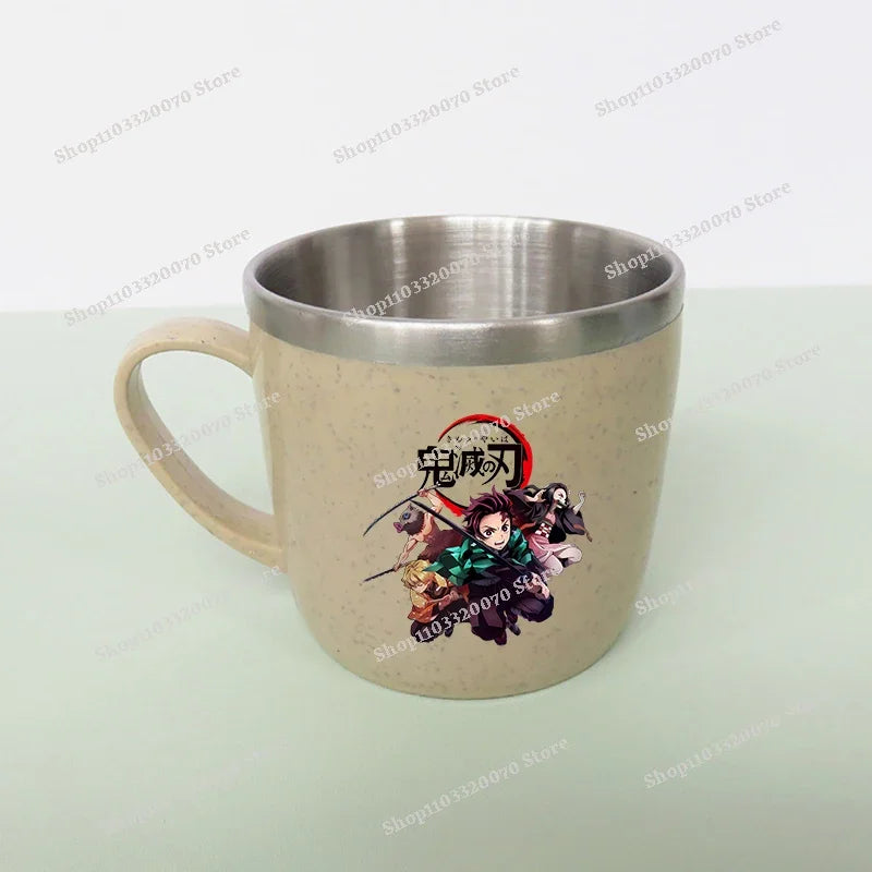 Taza de agua antiescaldado de doble capa Demon Slayer Kimetsu No Yaiba, taza de leche de acero inoxidable 304 de Anime, regalo de cristal de agua anticaída - CR mark