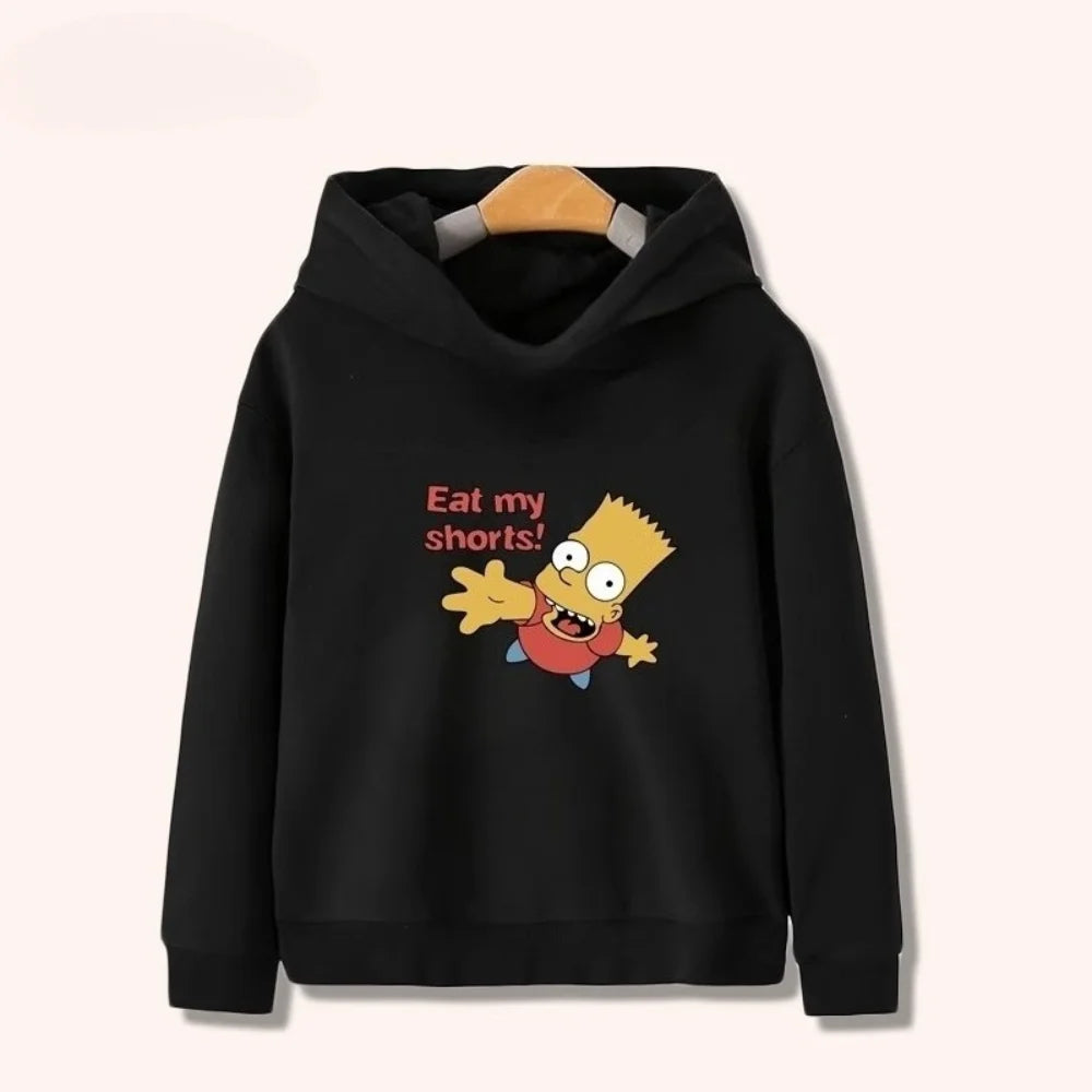 Ropa deportiva infantil de dibujos animados de Simpsons para hombres y mujeres, top cálido con capucha para niños a juego para otoño e invierno