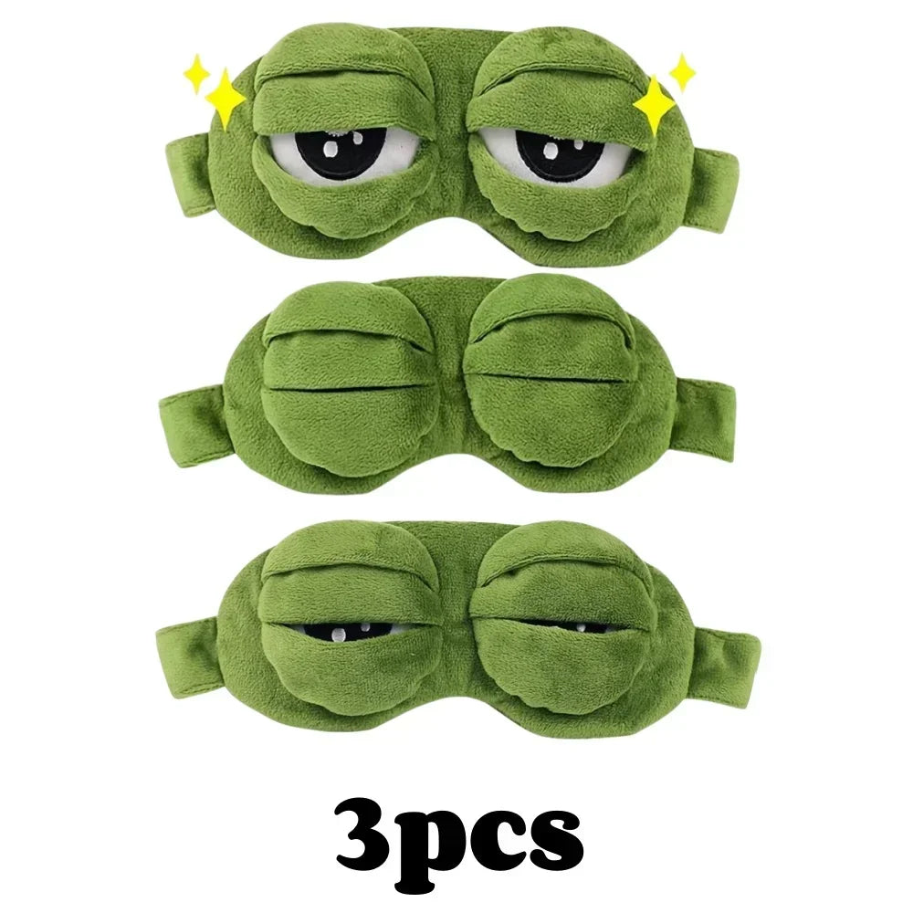 3D Frog Sleeping Mask, Natural Sleep Sunshade, for Women and Men, Creative Cartoon Design, Soft, Portable Eye Mask, Eye Patch for Travel and Office