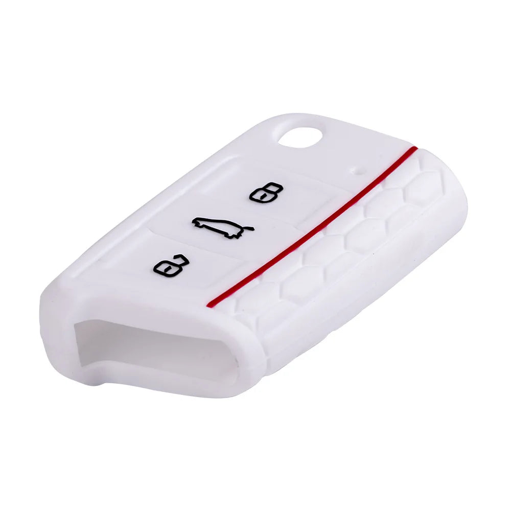 Funda para llave de coche, carcasa de silicona para VW Golf 7 MK7 VII Tiguan Polo Skoda Octavia A7 Kodiaq Seat Ateca Leon - CR mark