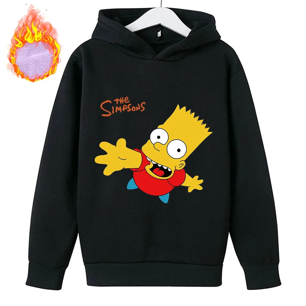 Sudaderas con capucha de Los Simpson para niños, sudadera de lana Y2k, Sudadera con capucha de felpa a la moda, ropa con patrón de Anime, regalo para niños