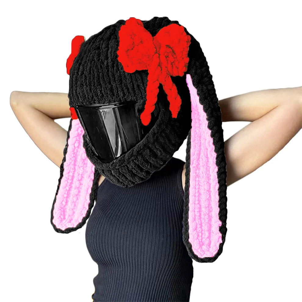 Nueva funda Universal para casco de motocicleta con animales de peluche, fundas para casco de felpa de conejo completo para regalos de Navidad, estilo de motocicleta - CR mark