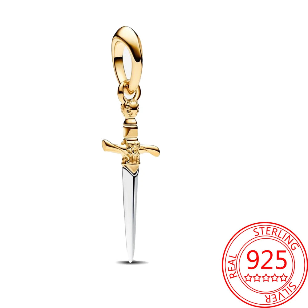 Tema del juego Plata de Ley 925 dragón volador, huevo, trono, luz nocturna, corazón, hielo, fuego, cabeza de lobo y flor mágica, dije de monstruo - CR mark