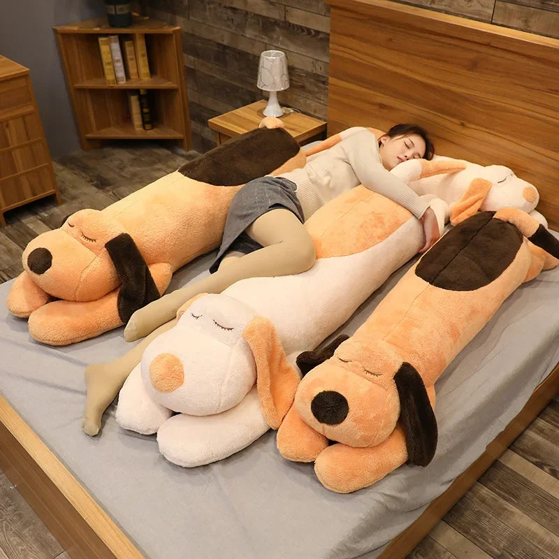 Almohada gigante de felpa de perro de algodón suave y encantadora, muñeco de peluche para mascota, almohada de sueño largo para bebé, regalo de acompañamiento para novia