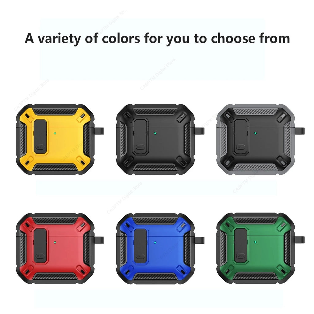 Funda con cerradura de seguridad para AirPods 4, funda protectora de TPU para PC para Apple AirPods 4, Fundas, accesorios para auriculares con gancho