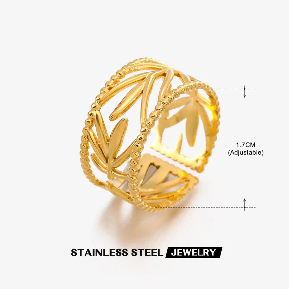 Anillos de concha de acero inoxidable 316L para mujer, anillos abiertos ajustables de Color dorado, joyería femenina, regalos de bodas, nueva moda