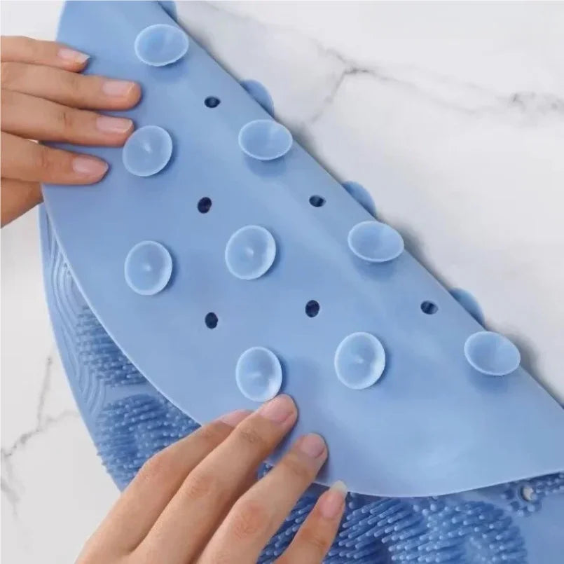 Exfoliating Shower Massage Scraper, Non-Slip Bath Mat for Bathroom, Back Massage Brush, Silicone Body Cleansing Bath Tool for Foot Washing