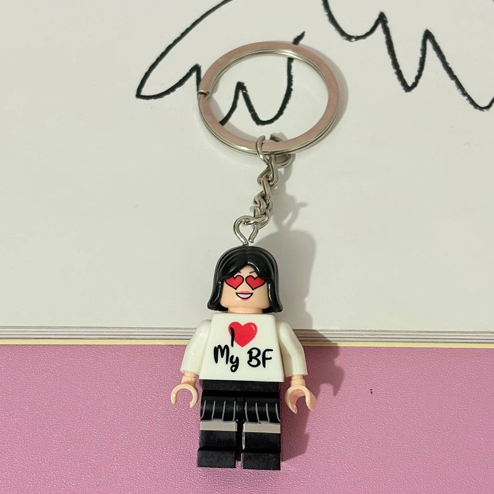 Juego de llaveros hechos a mano I Love My Boyfriend/Friendly, llavero con colgante de figura bonita para mochila, regalo para pareja, accesorios de Cosplay - CR mark