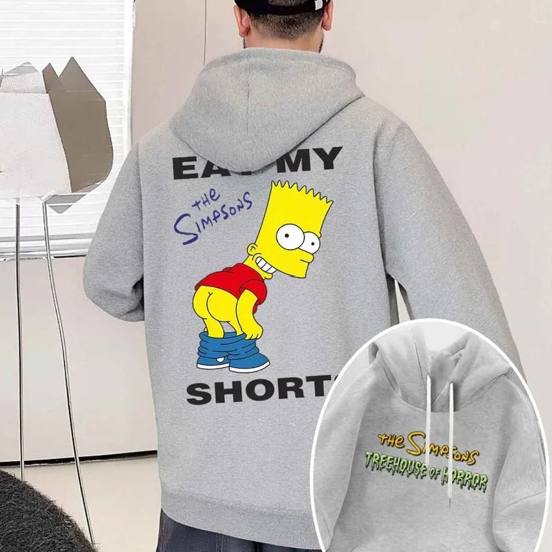 Sudadera con capucha Disney Simpson Burger para Otoño/Invierno 2025, sudadera con capucha 100% algodón holgada informal de moda Unisex