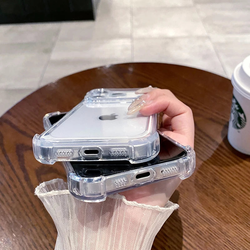 Luxury Shockproof Clear Phone Case for iPhone 17 16 15 14 13 12 11 Pro X XR XS Max Plus Air Soft Clear Bumper Case