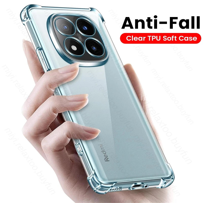 Note14Pro 4G Clear Crystal TPU Soft Back Cover for Redmi Note14 Note15 Pro Note 14 15 Pro + 5G Shockproof Clear Case