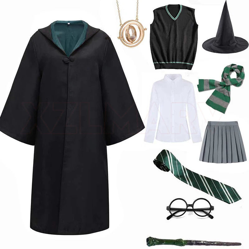 Disfraz de Cosplay para Niños y Adultos, Capa Mágica, Túnica Infantil, Capa con Capucha para Niños, Túnica de Slytherin, Accesorios de Halloween - CR mark