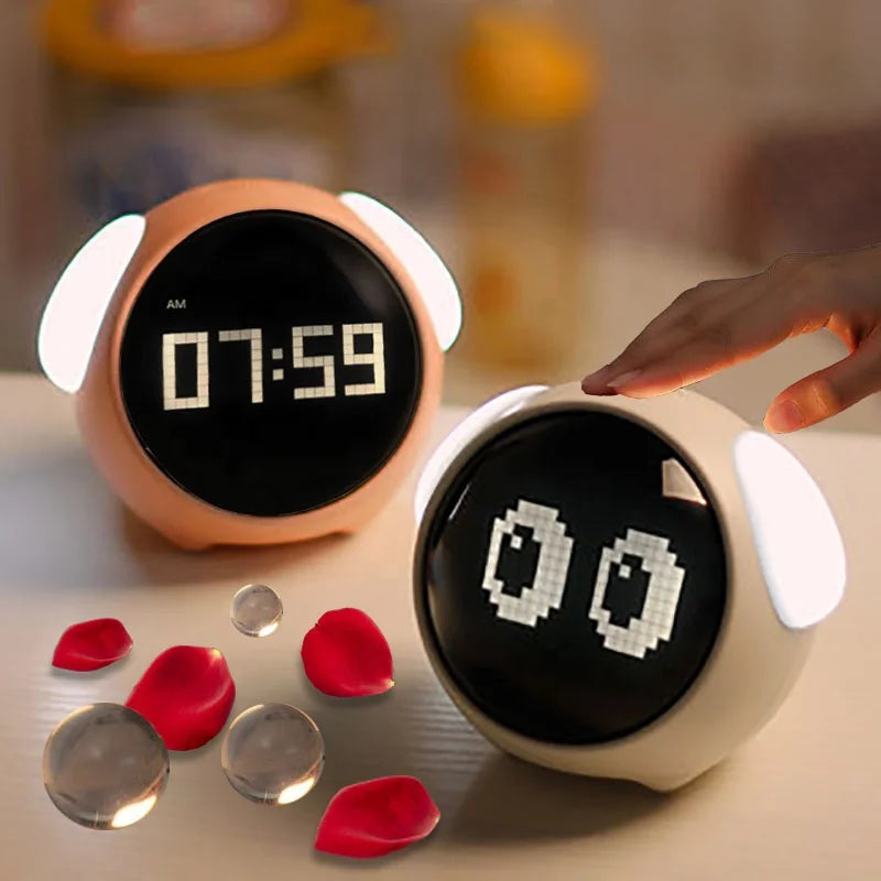 Digital Alarm Clock for Kids with Light, Emotional Table Clock, Wireless, Smart, Cute Cartoon Alarm Clock for Children