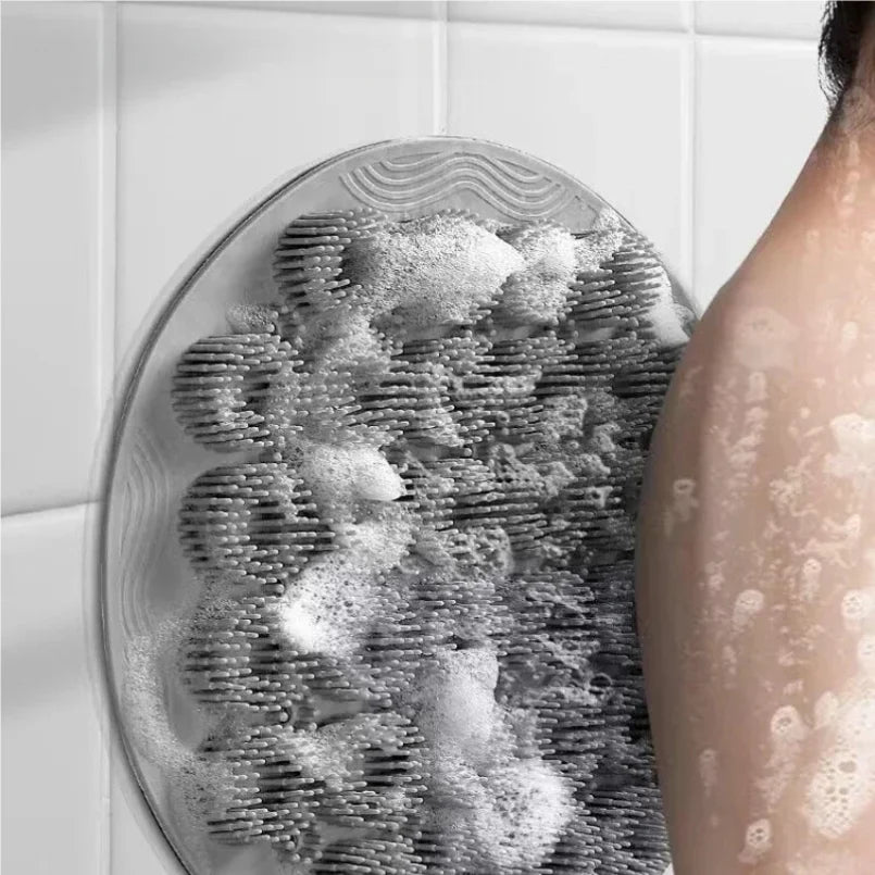 Exfoliating Shower Massage Scraper, Non-Slip Bath Mat for Bathroom, Back Massage Brush, Silicone Body Cleansing Bath Tool for Foot Washing