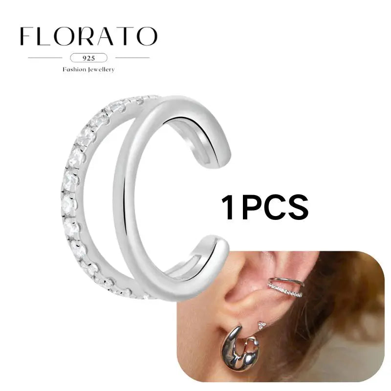 Chapado en oro de 24 quilates/925 plata cristal circón sin oreja Piercing Clips para las orejas minimalista CZ Clips para las orejas joyería de moda Popular para mujeres - CR mark