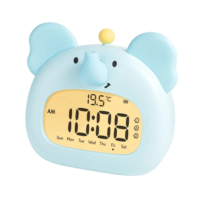 Reloj LED junto a la cama, despertador para niños, entrenador de sueño para niños, pantalla de temperatura con Control recargable, capibara Digital bonito