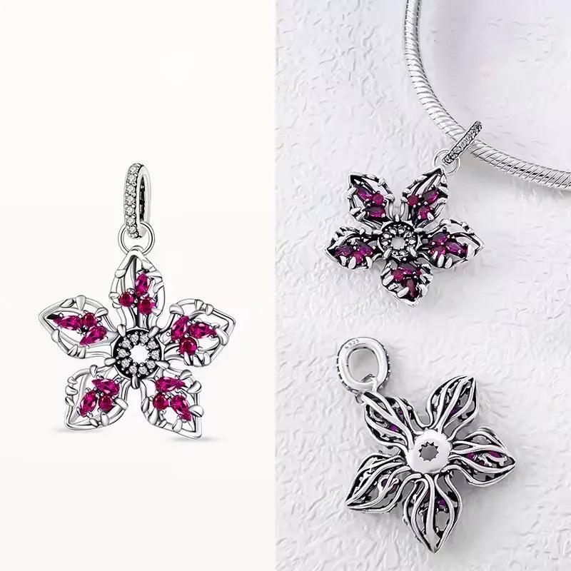 Abalorios de Plata de Ley 925 con Diseño de Demogorgon Móvil, Compatibles con Pulseras de Cadena de Serpiente con Cierre Original, Joyería DIY, Regalo