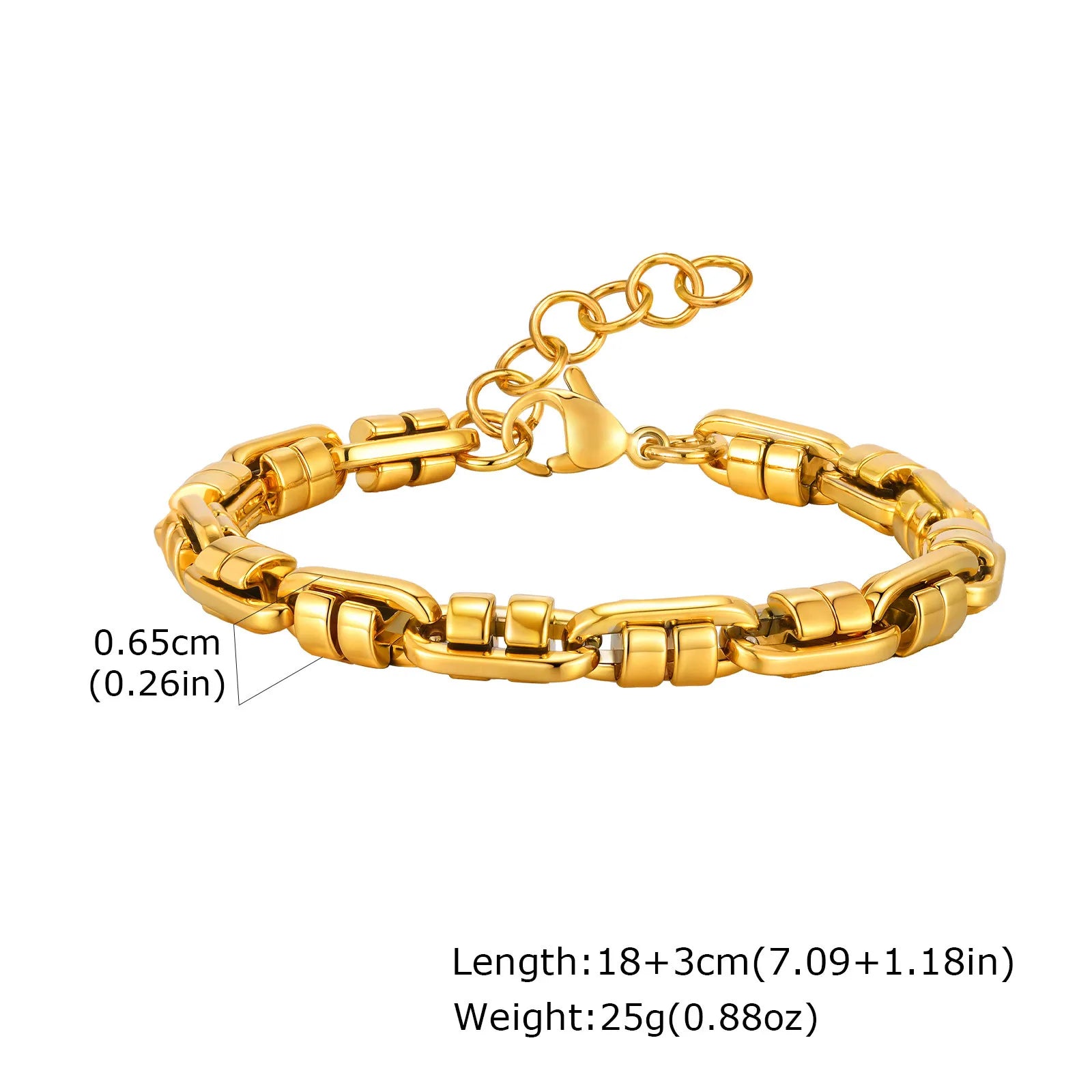 Gold Color Chain Bracelet for Men and Boys, Stainless Steel Chain Bangle, Jewelry Gift for Husband, Father, Son