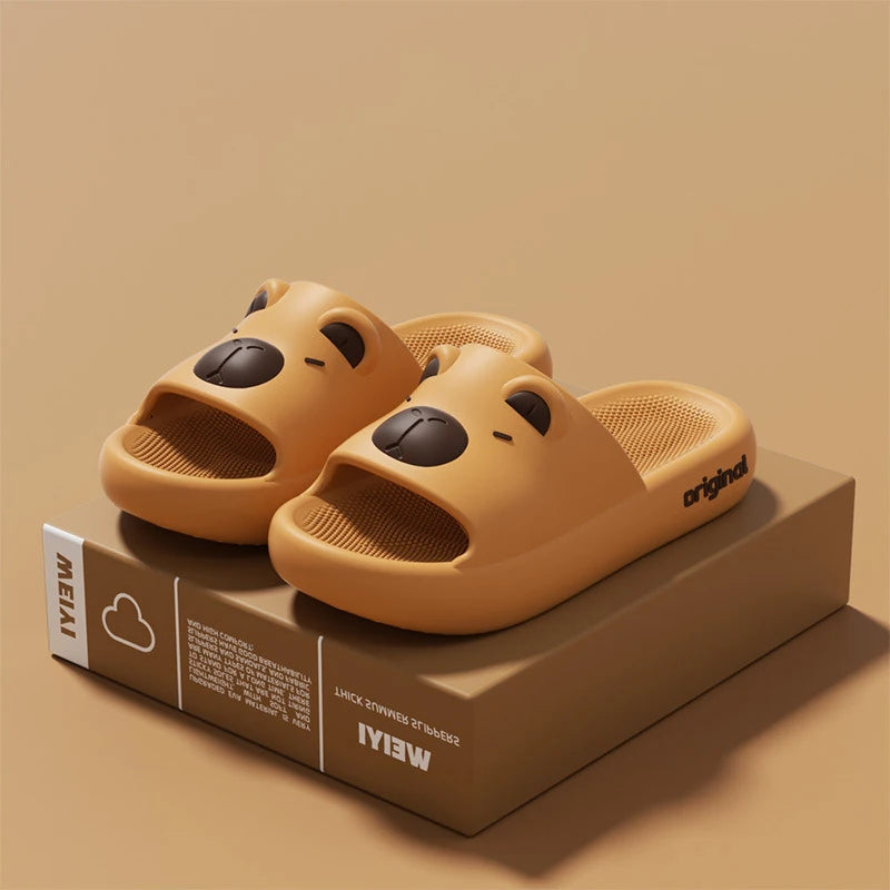 Capybara slippers with cute designs, non-slip slides for indoor and outdoor use, thick and soft EVA soles, Kawaii shoes
