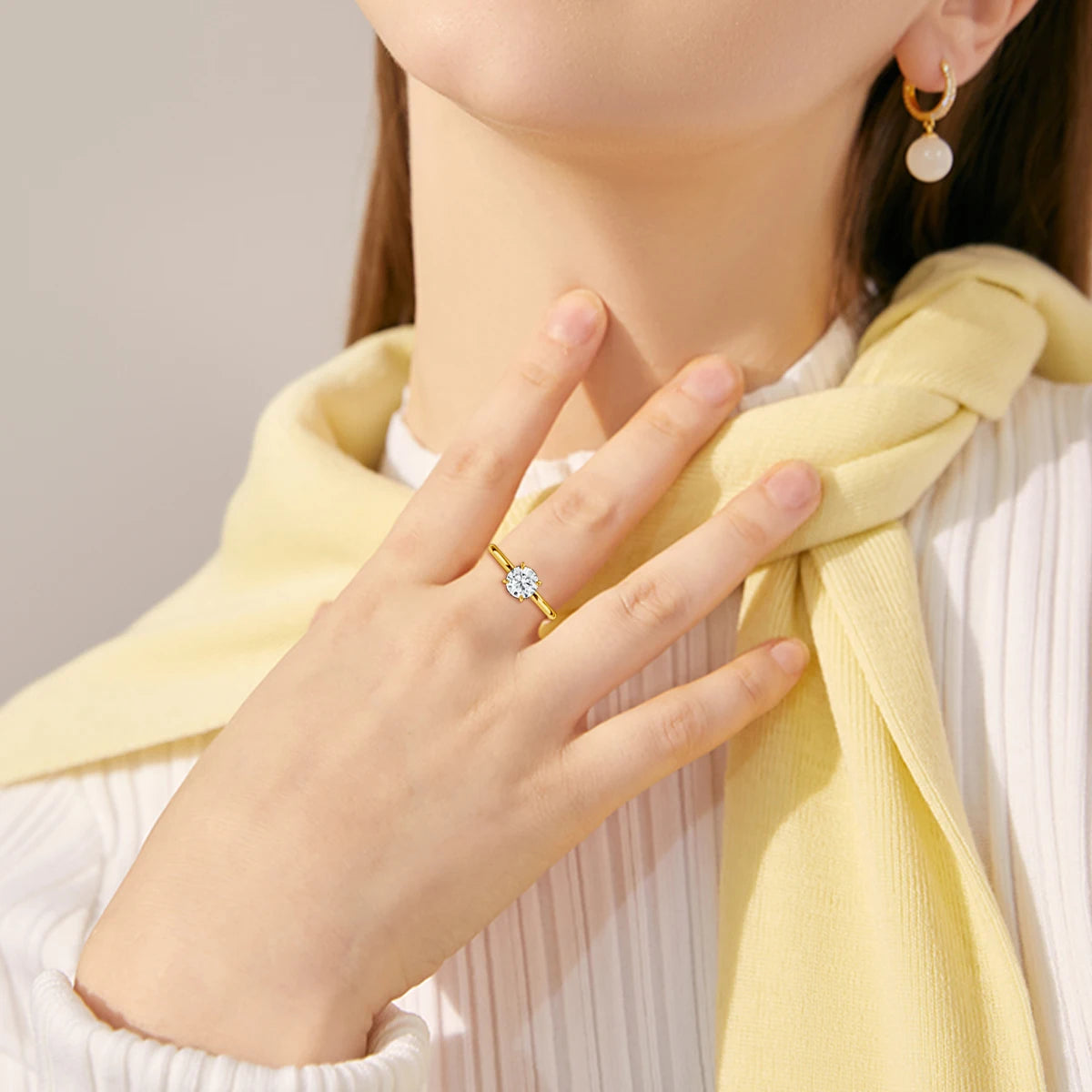 Anillo de moissanita de oro auténtico de 14K para mujer, sortija sencilla de oro de AU585 K con diamantes, joyería de compromiso para novia, regalo para amantes de la madre