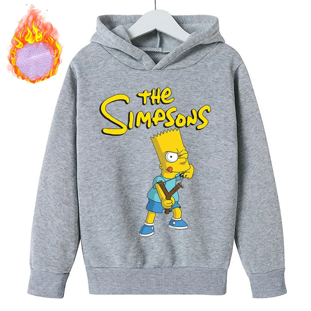 Sudaderas con capucha de Los Simpson para niños, sudadera de lana Y2k, Sudadera con capucha de felpa a la moda, ropa con patrón de Anime, regalo para niños