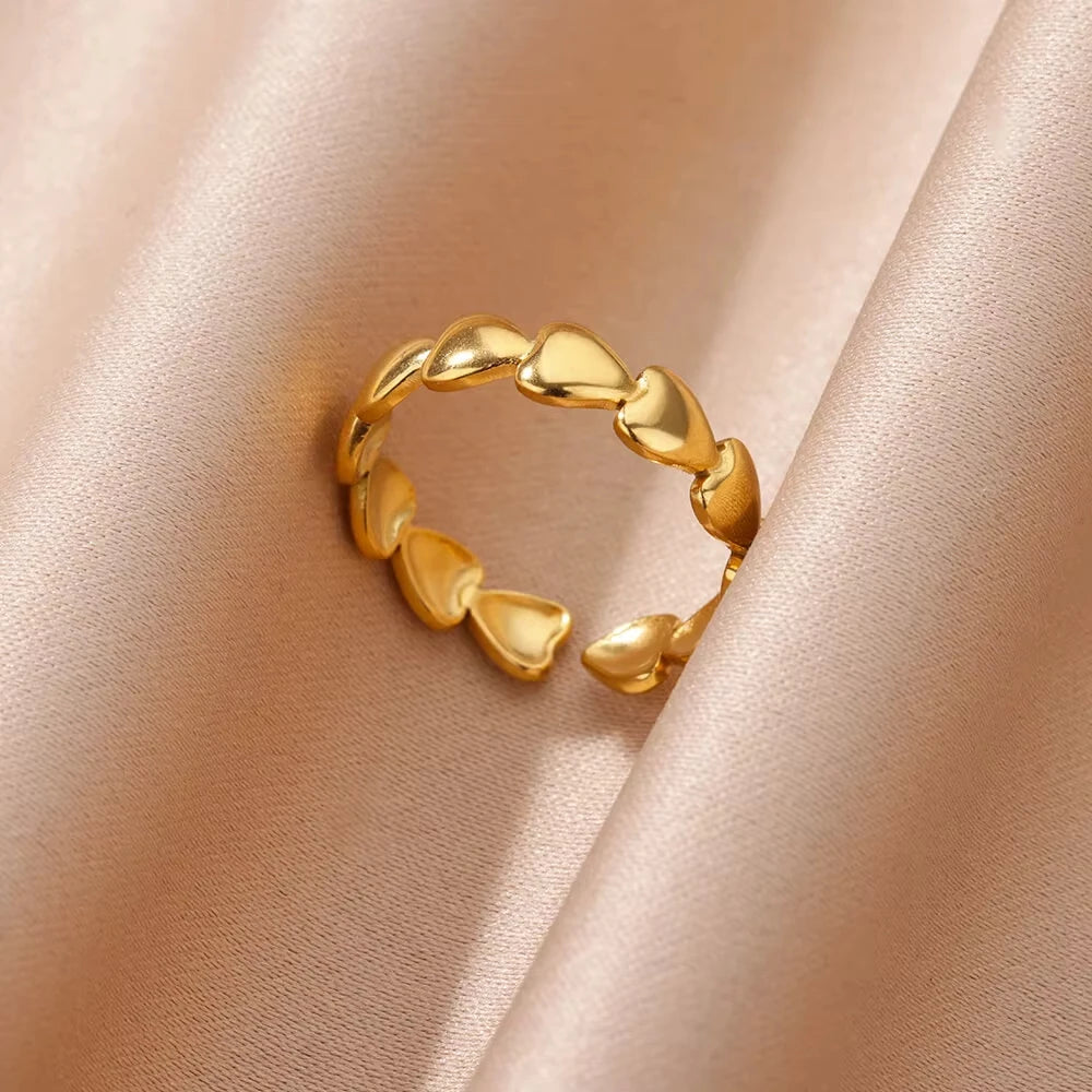 Anillos geométricos de circón de acero inoxidable para mujer, joyería de lujo con mal de ojo, Color dorado, ajustable, joyería estética de boda a la moda, regalo