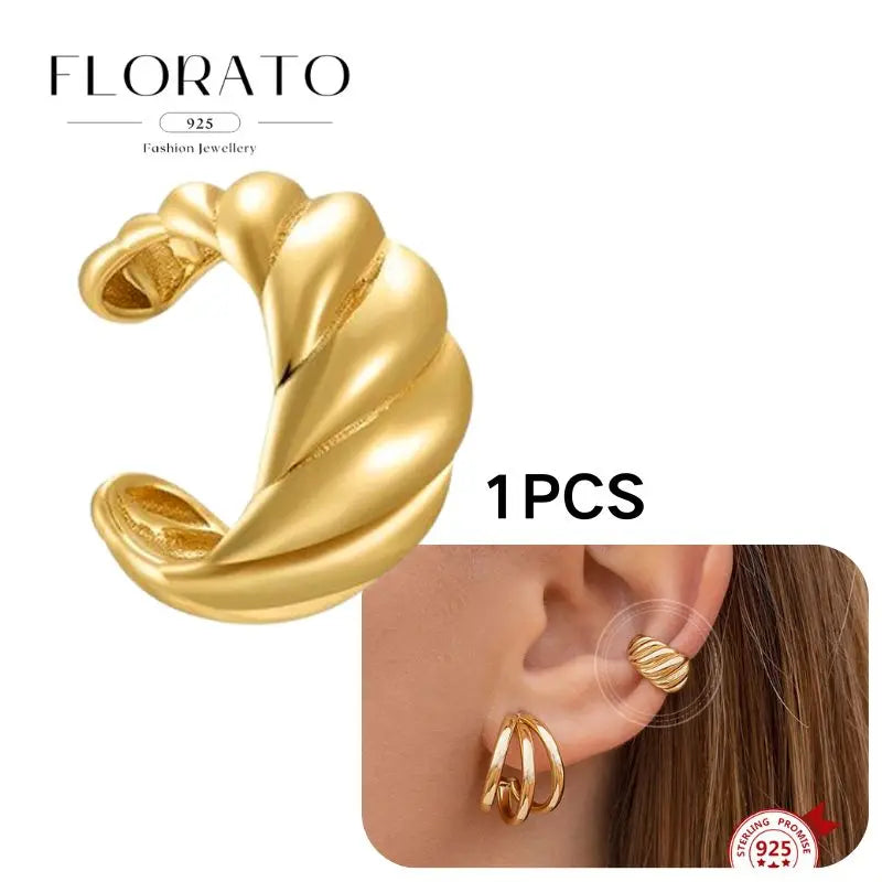 Chapado en oro de 24 quilates/925 plata cristal circón sin oreja Piercing Clips para las orejas minimalista CZ Clips para las orejas joyería de moda Popular para mujeres - CR mark