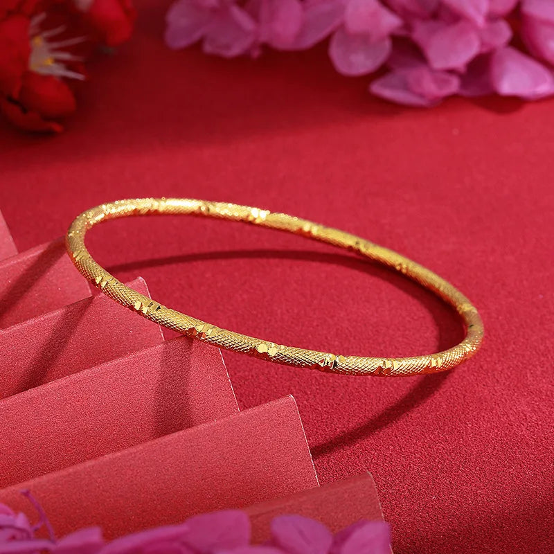 Brazalete fino con cielo estrellado macizo para mujer en oro de 24 quilates |   AU999 Pure Gold, microcuentas densamente fijadas como estrellas, brillantes y delicadas