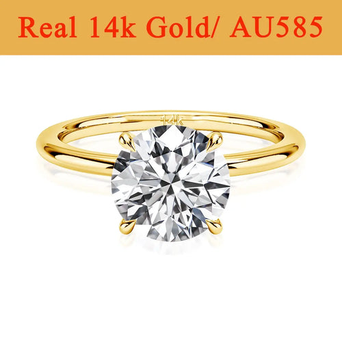Anillo de moissanita de oro auténtico de 14K para mujer, sortija sencilla de oro de AU585 K con diamantes, joyería de compromiso para novia, regalo para amantes de la madre - CR mark