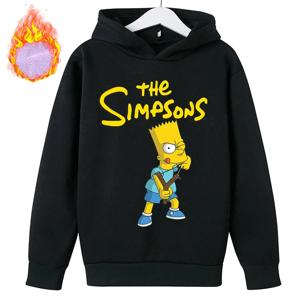Sudaderas con capucha de Los Simpson para niños, sudadera de lana Y2k, Sudadera con capucha de felpa a la moda, ropa con patrón de Anime, regalo para niños