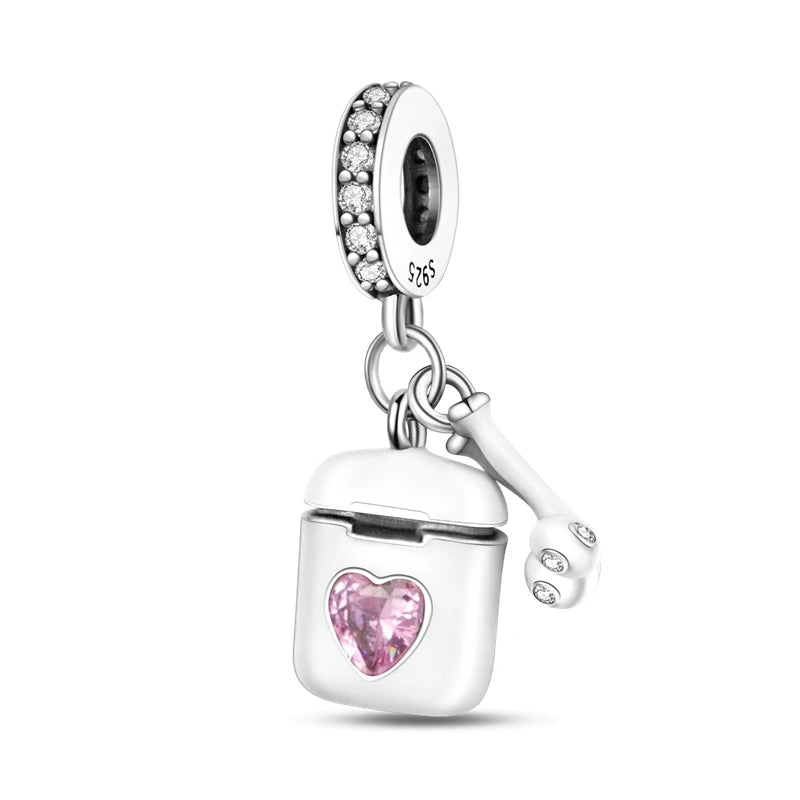 925 Plata de Ley Serie Rosa Charms Pajarita Niña Pastel Princesa Cuentas Colgante Ajuste Original Pulsera DIY Joyería Regalo Para Mujer