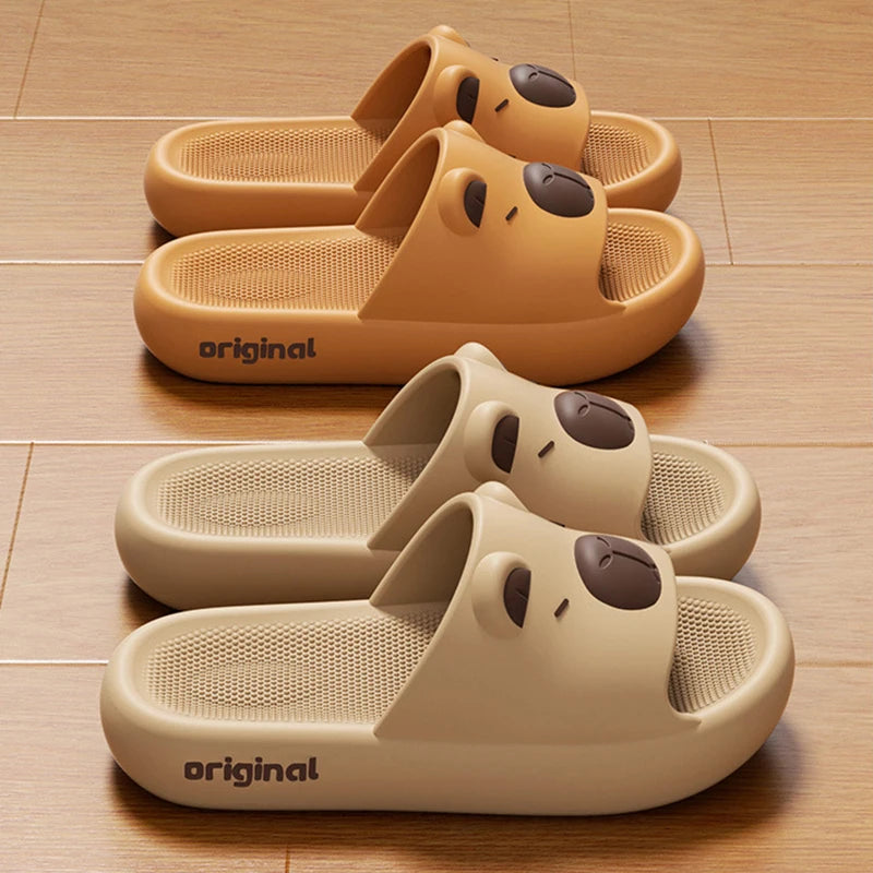 Capybara slippers with cute designs, non-slip slides for indoor and outdoor use, thick and soft EVA soles, Kawaii shoes
