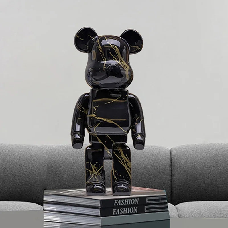 27cm/10 inch Graffiti Bear Figurine, Home Decor, Abstract Animal Ornament, Money Jar, Modern Sculpture for Room, Table Decoration