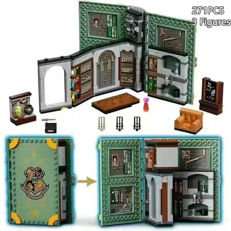 In stock: Harry Potter series magic books and college flag building block toys, gifts for children.