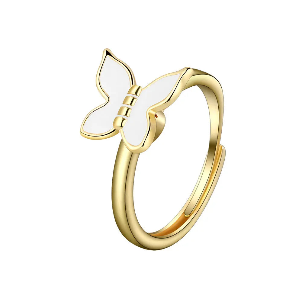 SMJEL Fidget Spinner anillo ansiedad para mujeres múltiples flores de cristal ojo mariposa Animal anillo giratorio Anti estrés joyería de boda - CR mark
