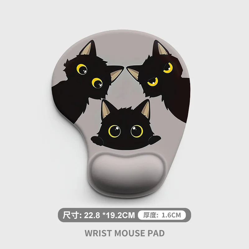Cartoon Animal Mouse Pad, Comfortable Soft Silicone Wrist Support Pad, Durable Ergonomic Mouse Mat for Home Office Computer