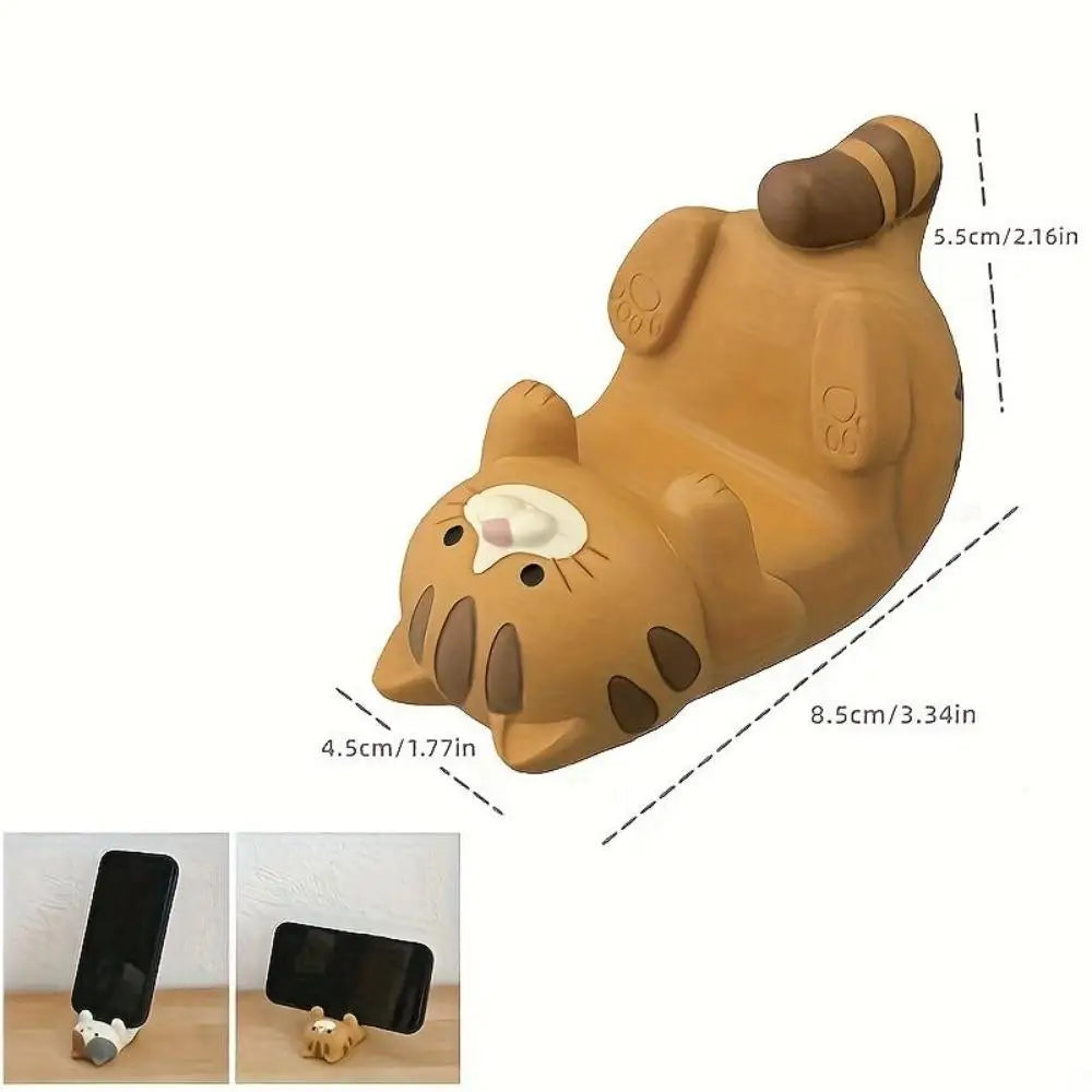 Soporte para teléfono con forma de gato, soporte para teléfono móvil con animales de resina de dibujos animados, Compatible con todos los teléfonos inteligentes, regalos para el hogar y la oficina para amantes de los gato