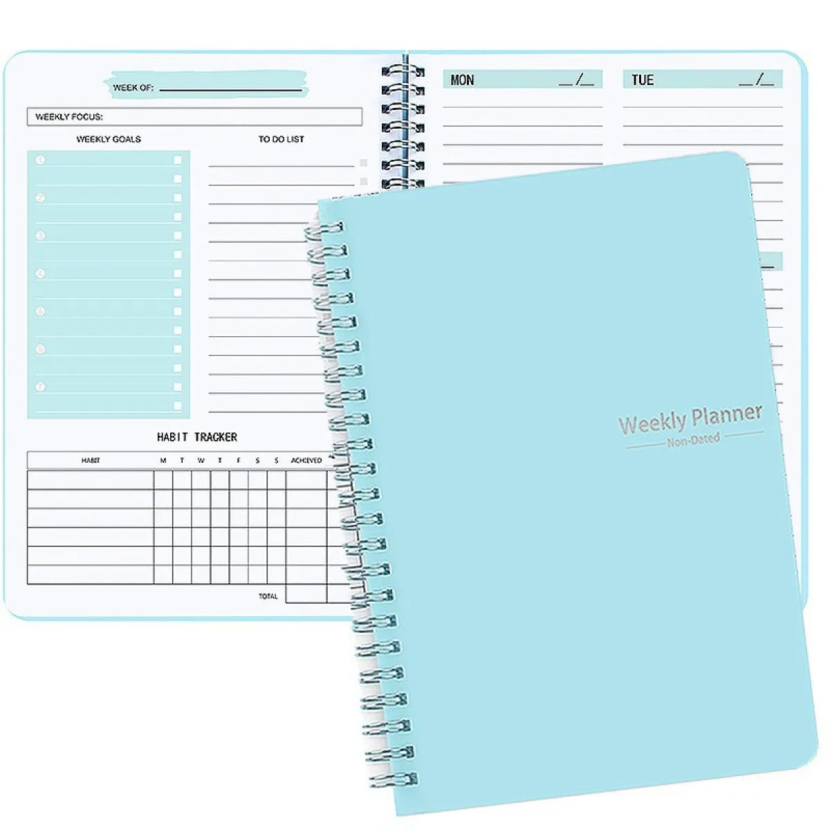 Clearance_2026 Spiral-bound weekly planner with tree pattern, notebook and timetable organizer, stationery for office, school and study