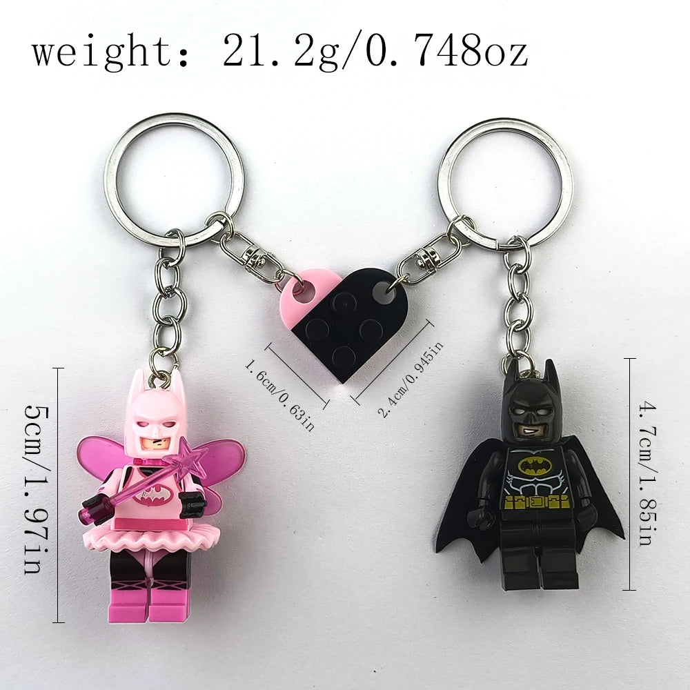 2pcs Beautiful Handmade 3D Bat Couple Keychain Fairy Figure Pendant Keyring for Phone Backpack Accessory Gifts for Him Jewelry Y2K