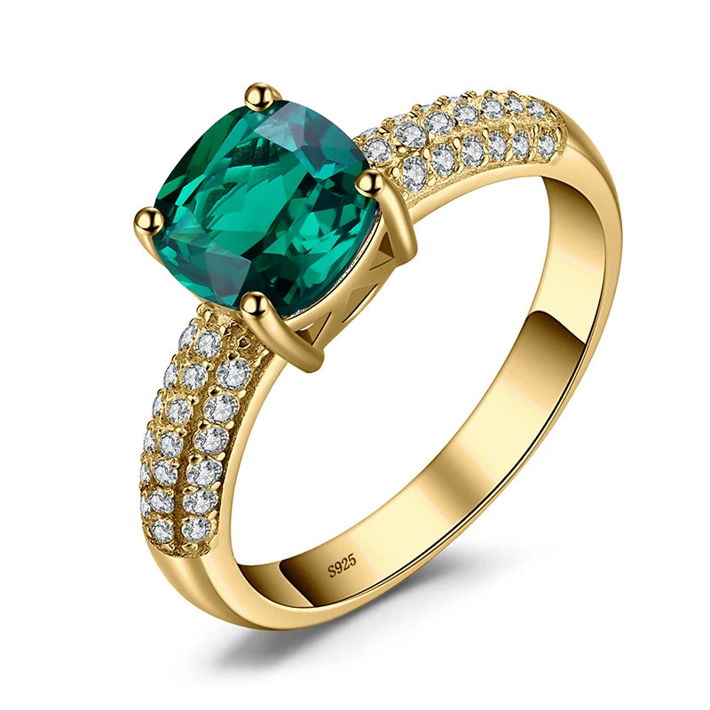 JewelryPalace, anillo de rubí creado con Nano Esmeralda simulada verde, anillos de compromiso solitarios de piedras preciosas de Plata de Ley 925 para mujer - CR mark