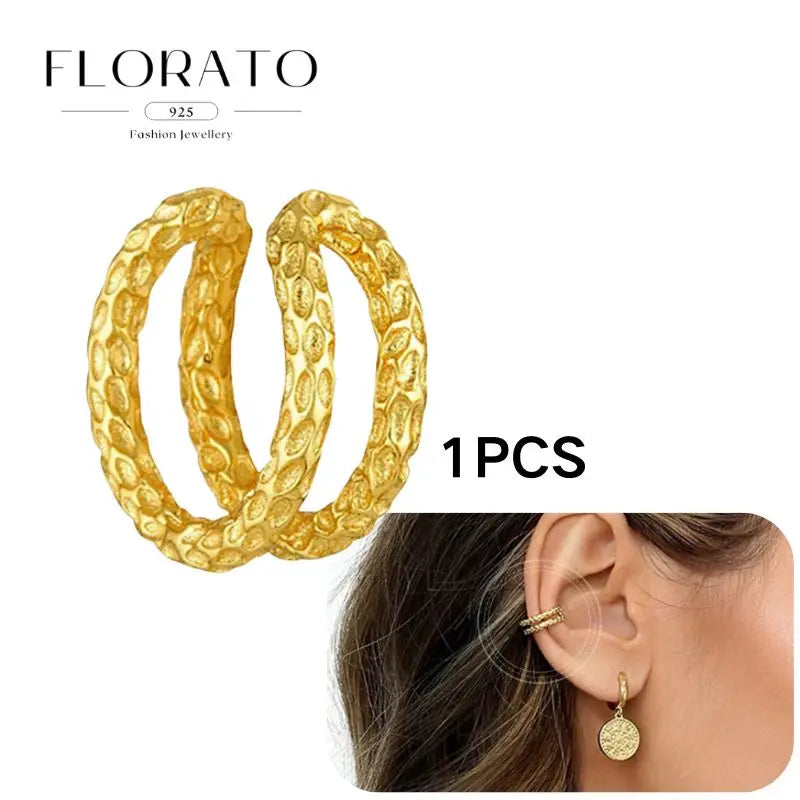 Chapado en oro de 24 quilates/925 plata cristal circón sin oreja Piercing Clips para las orejas minimalista CZ Clips para las orejas joyería de moda Popular para mujeres - CR mark